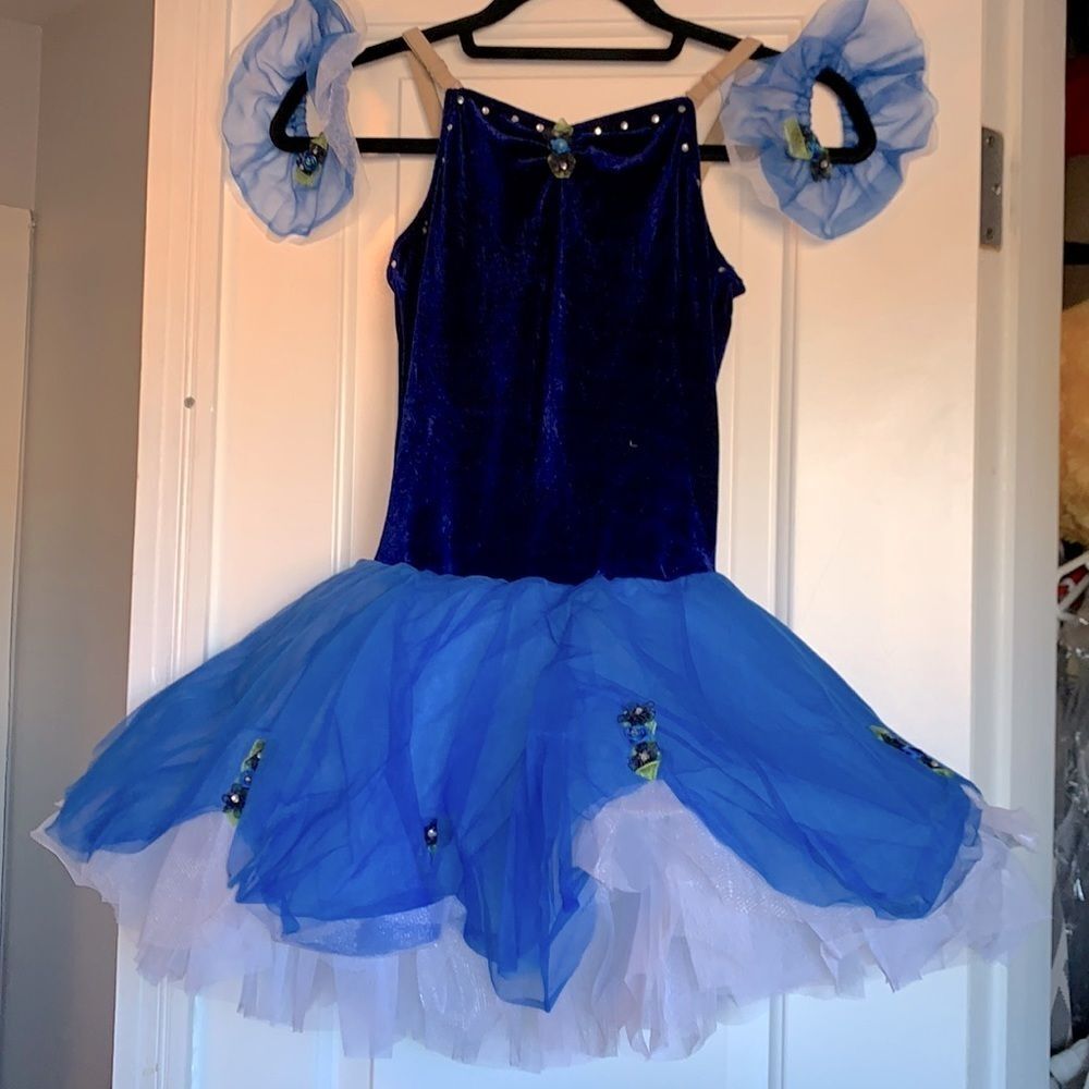 Revolution Dancewear Midnight Blue Velvet Romantic Ballet Tutu Costume Size SA